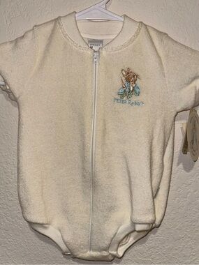 NWT Vintage Peter Rabbit Cream Terry-Knit Baby One-Piece with Zip 9 Months